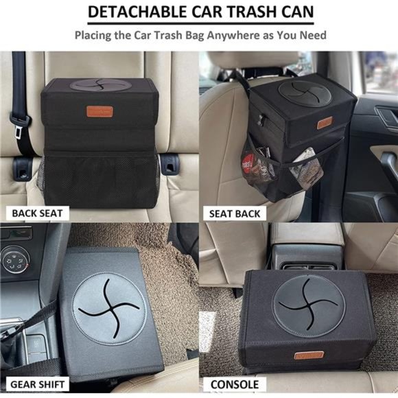 Car Trash Can for Car Cute, Car Trash Bag Bin Hanging Waterproof Automotive - Picture 4 of 6